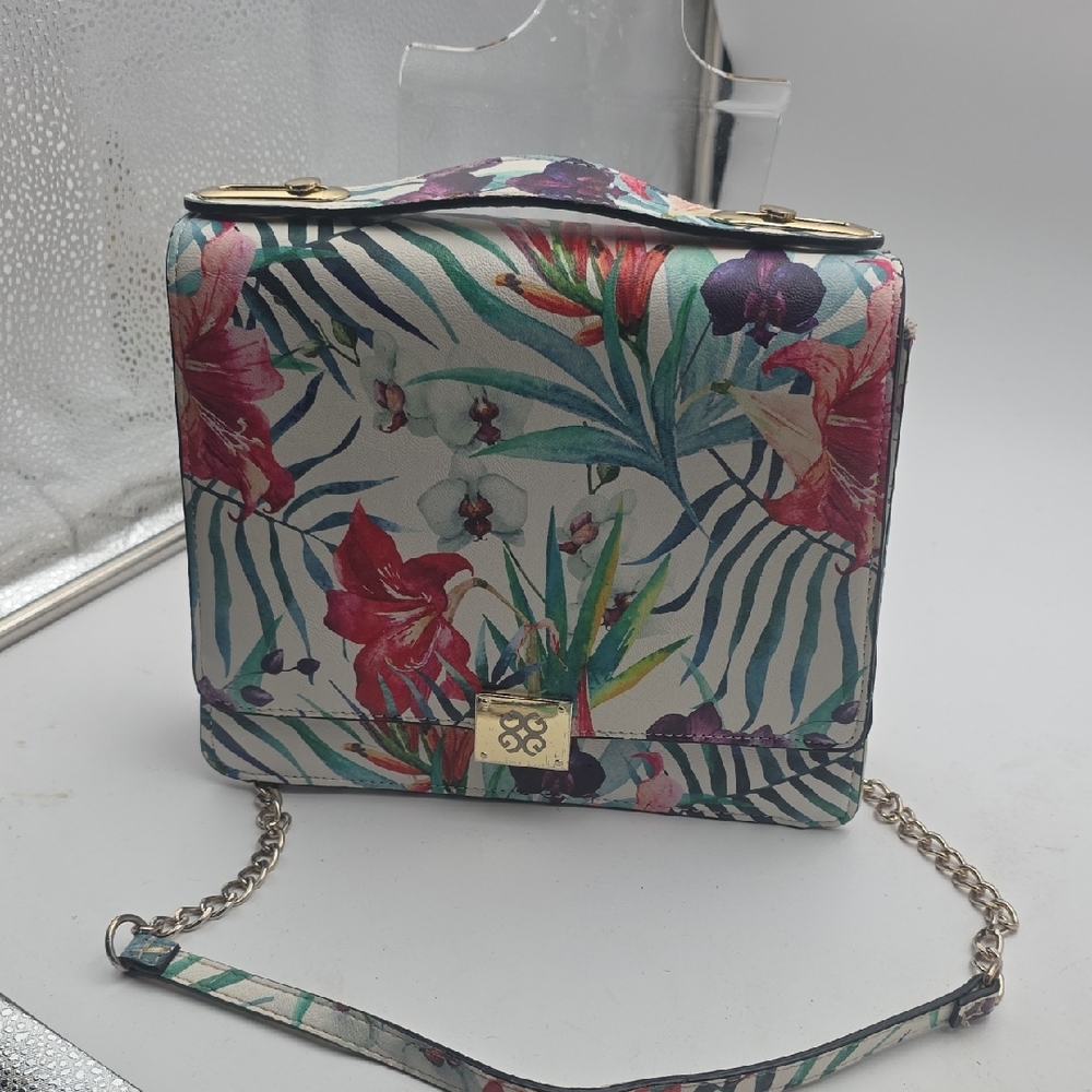 Gianni Binni Tropical Floral Crossbody Bag with Chain Strap